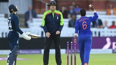 Deepti Sharma of India runs out Charlie Dean of England