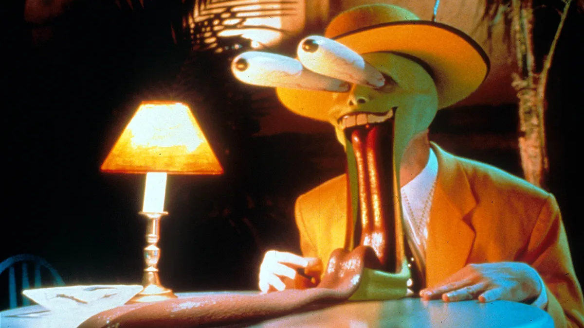 Jim Carrey in The Mask, looking respectfully