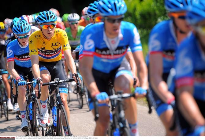 Garmin Sharp gets practice riding for a race leader, with Rohan Dennis in yellow