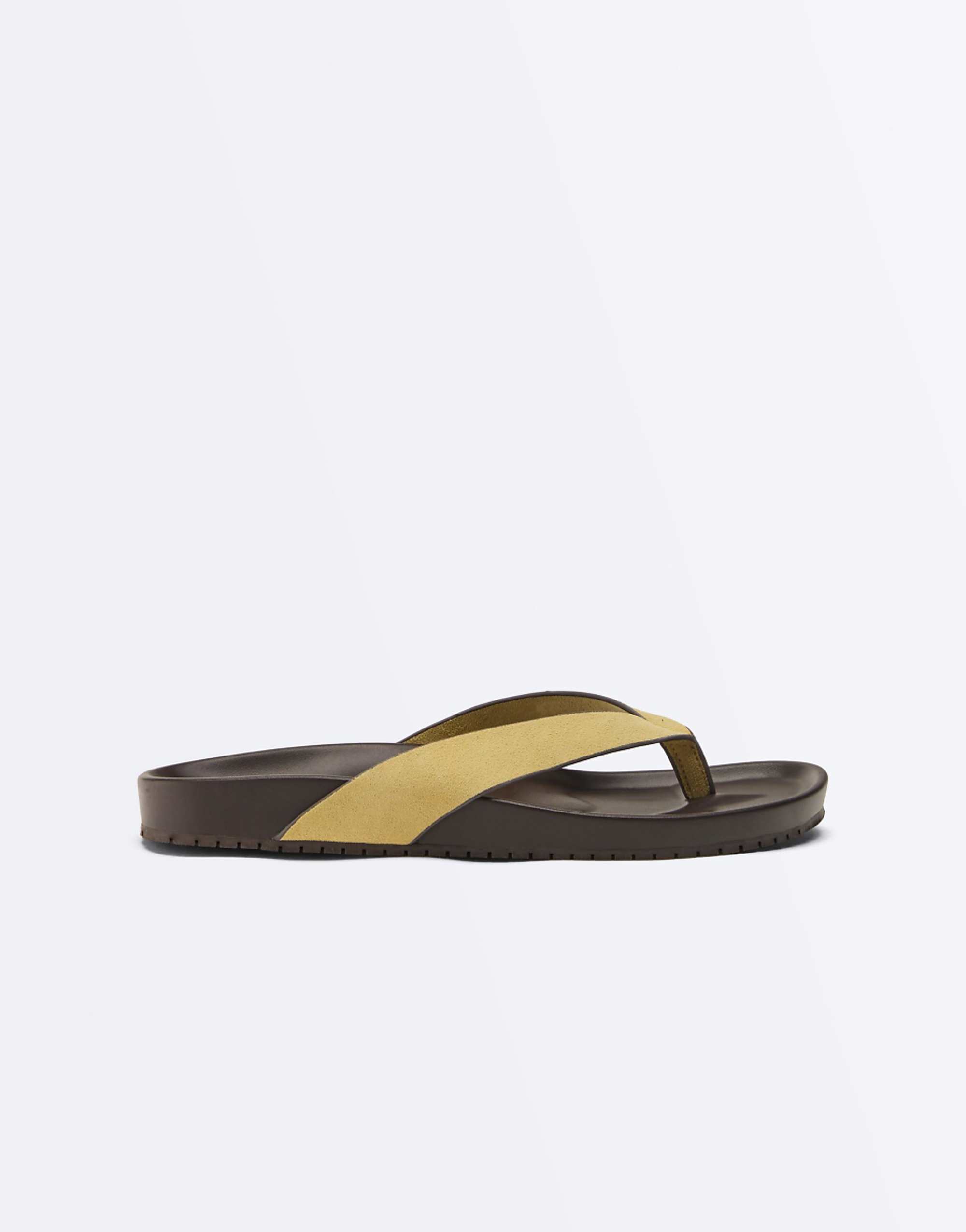 Oysho Leather Sandal in Yellow