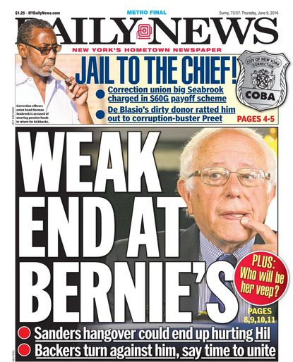 New York Daily News thinks it is time for Bernie to go