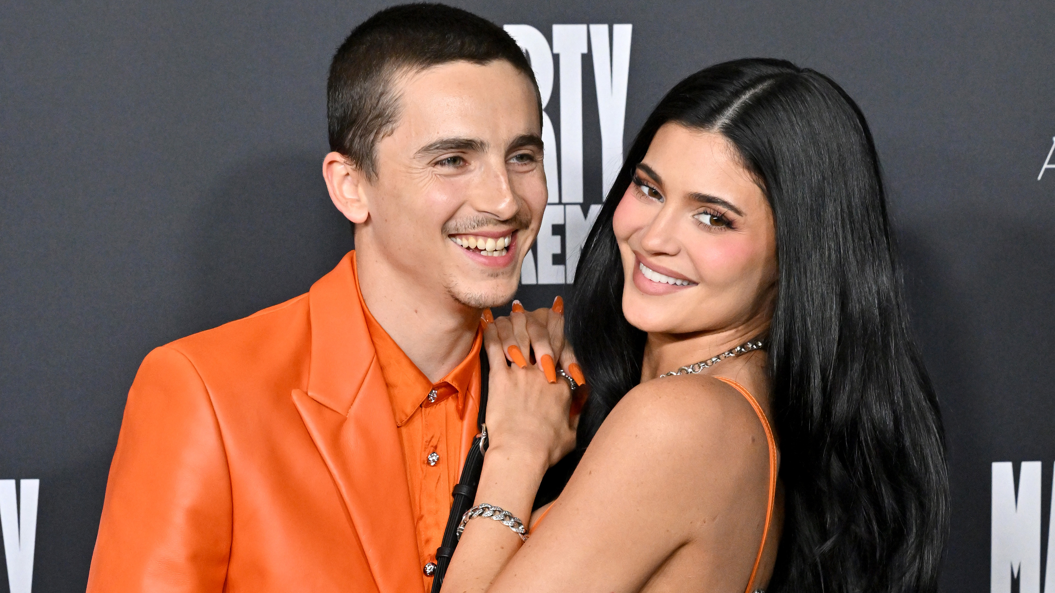 Kylie Jenner and Timoth&eacute;e Chalamet on the red carpet for Marty Supreme premiere.