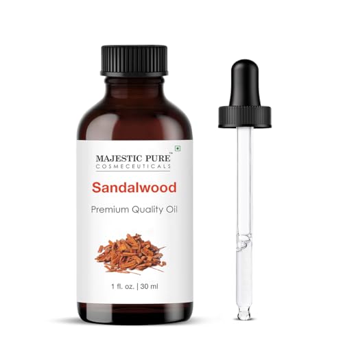 Majestic Pure Sandalwood Essential Oil With Glass Dropper - 1 Fl Oz - 100% Pure and Natural Sandalwood Oil - Premium Grade Essential Oils for Diffuser, Aromatherapy, Soap and Candle Making