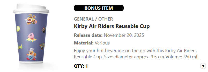 A Nintendo free gift Kirby reusable cup