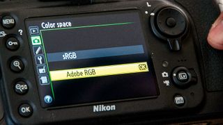 Color space menu on a Nikon camera