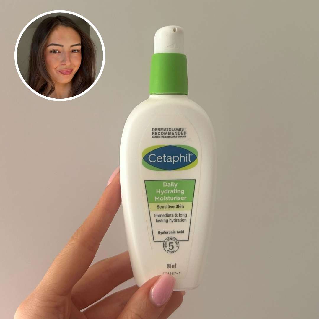 Hand holding an empty white and green bottle of Ciroa Raspberry And Vanilla Shower Gel, with circular photo of Sennen Prickett in top left corner