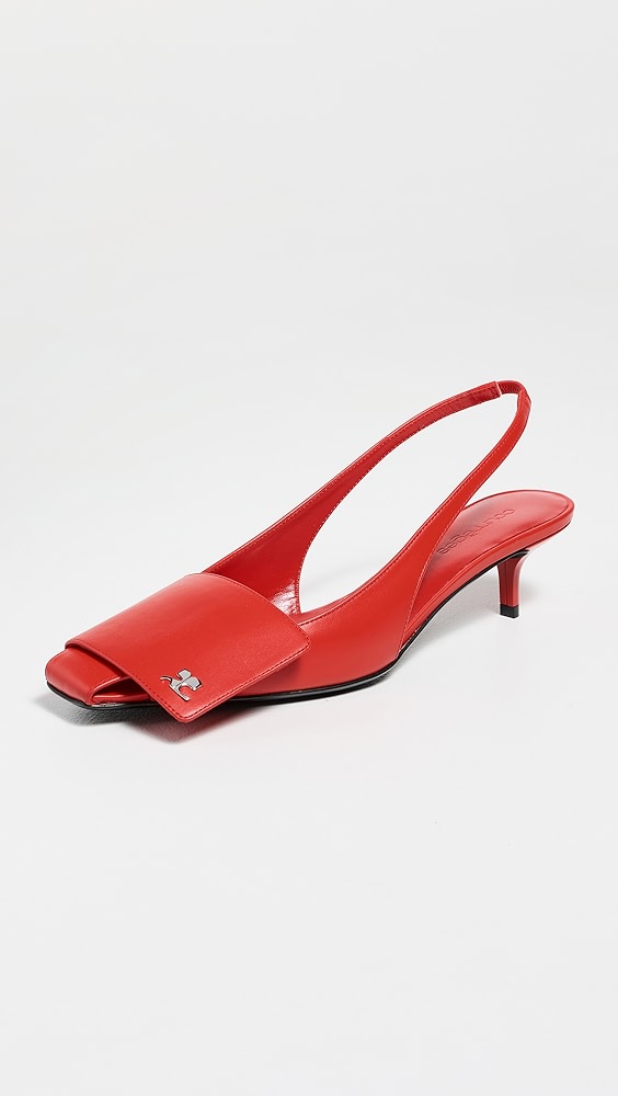 Courr&amp;egrave;ges Fold Kitten Slingbacks