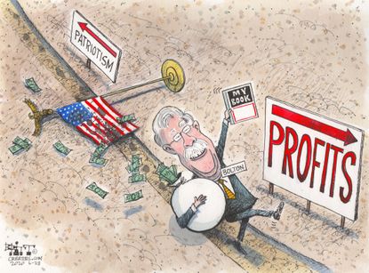 Political Cartoon U.S. John Bolton book profits