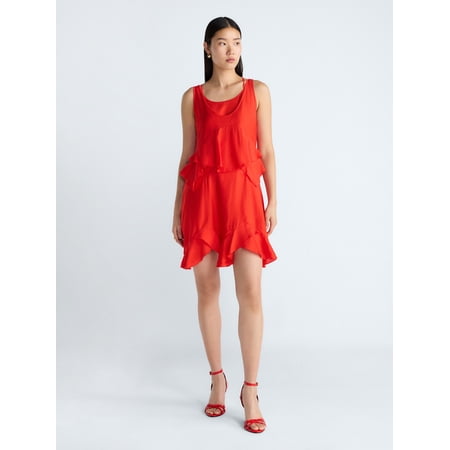 Devil Wears Prada Scoop Collection Women&amp;rsquo;s and Women's Plus Mini Ruffle Tank Dress, Sizes Xs-4x