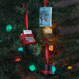 Taylor Swift Christmas ornaments on a tree