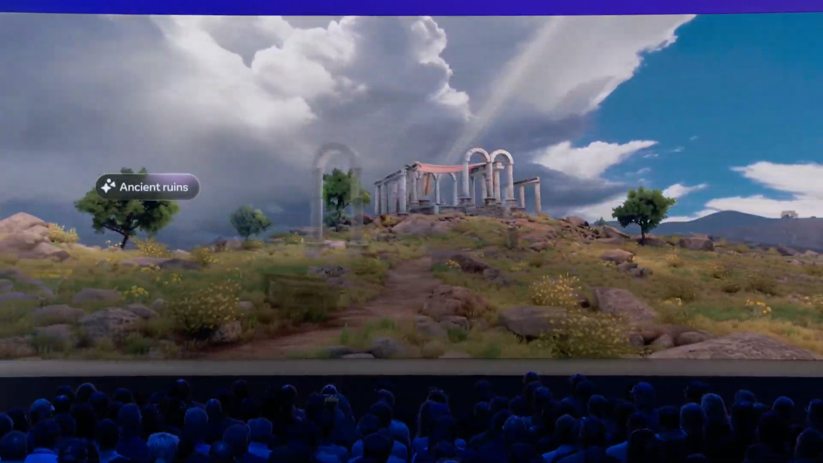 Meta AI on stage at Meta Connect 2025 creating virtual worlds using prompts