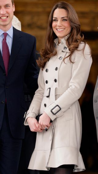 Kate Middleton stands on the steps of City Hall during a visit to Belfast on March 8, 2011