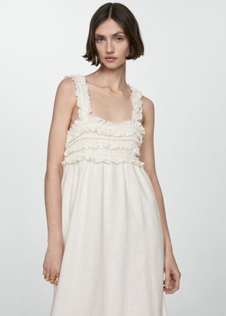 Straps Dress With Fringes Detail