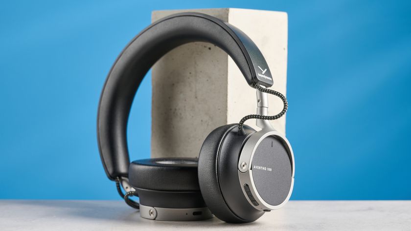 A pair of Beyerdynamic Aventho 100 on-ear headphones