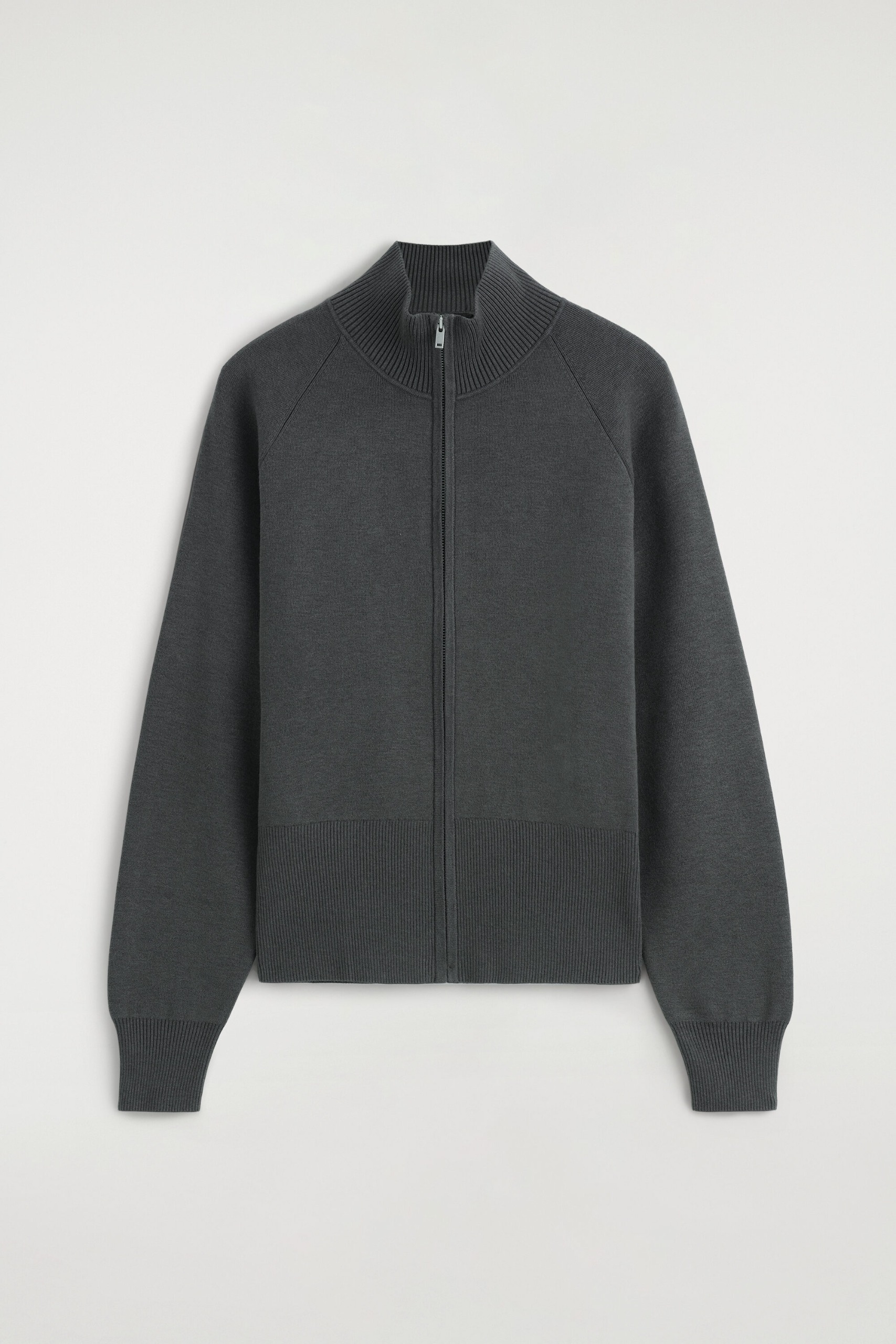 Knitted Mock-Neck Zip-Up Jacket