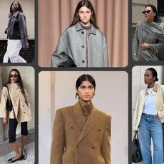 a collage showing fall jacket trends