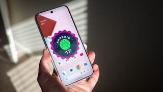 The Android 17 logo on a Google Pixel 10 Pro XL