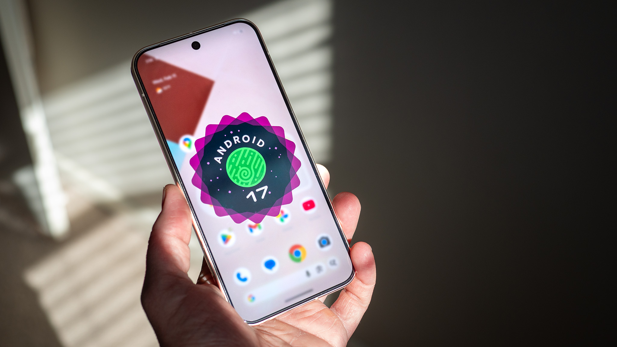 The Android 17 logo on a Google Pixel 10 Pro XL