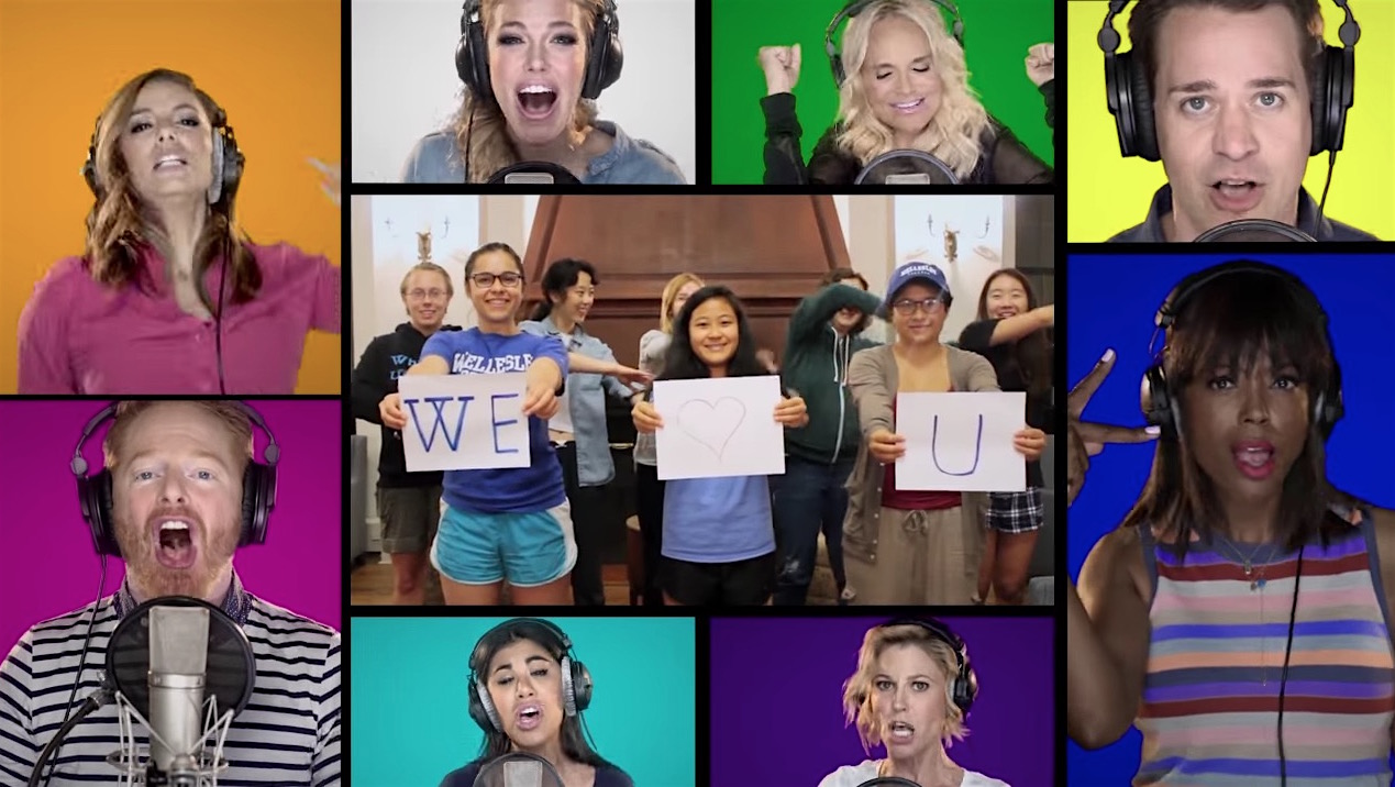 Elizabeth Banks and friends sang Rachel Platten "Fight Song" for Hillary Clinton