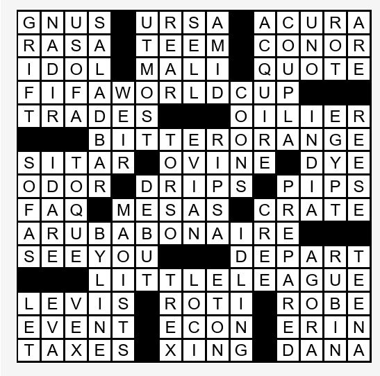 Crossword puzzle solution