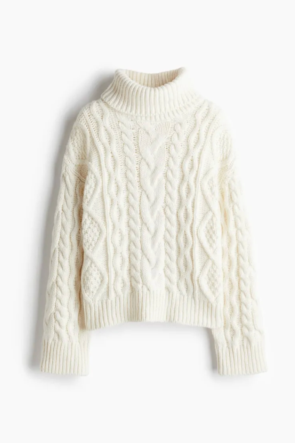 H&amp;amp;M, Cable-Knit Polo-Neck Jumper