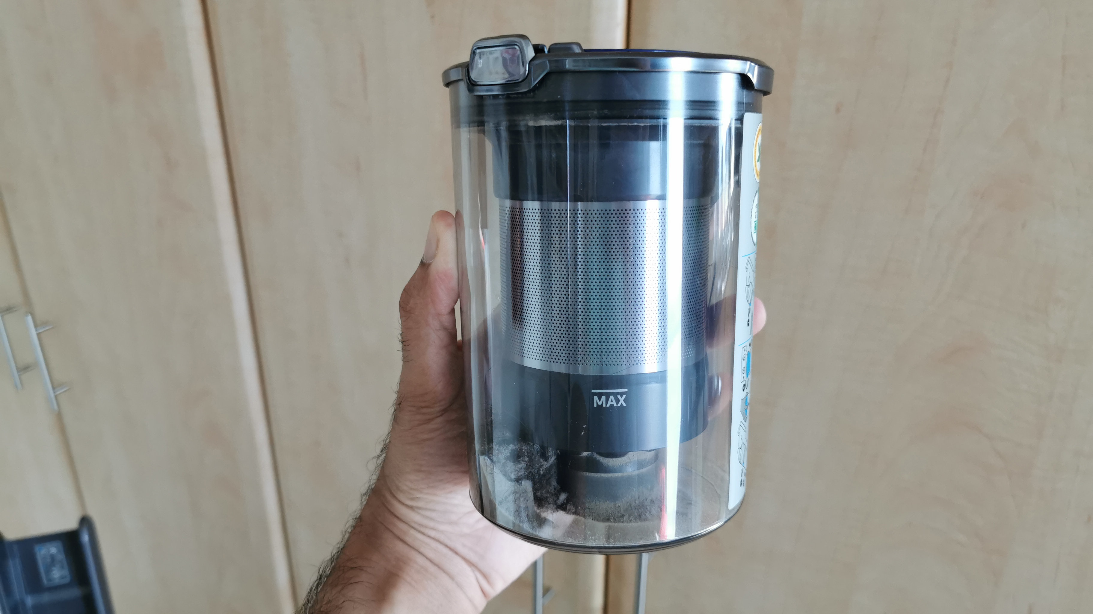 Samsung Jet 90 Cordless Vacuum dust canister removed from the vacuum