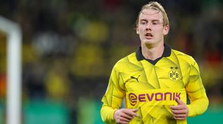 DORTMUND, GERMANY - NOVEMBER 1: Julian Brandt of Borussia Dortmund looks on during the DFB cup second round match between Borussia Dortmund and TSG Hoffenheim at Signal Iduna Park on November 1, 2023 in Dortmund, Germany. (Photo by Marco Steinbrenner/DeFodi Images via Getty Images)