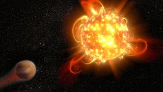 a small planet beside a violent star