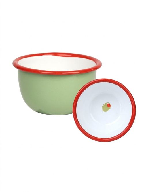 Bon Appetit Handmade Olive Enamel Bowl 