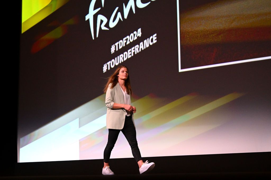 PARIS FRANCE OCTOBER 25 Lotte Kopecky of Belgium and Team SD Worx during the 111th Tour de France 2024 3rd Tour de France Femmes 2024 Route Presentation UCIWT UCIWWT on October 25 2023 in Paris France Photo by Dario BelingheriGetty Images