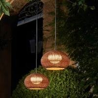 Lantern shaped rattan outdoor chandelier
