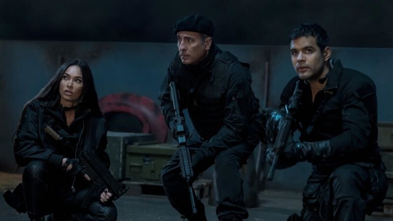 Megan Fox, Andy Garcia and Jacob Scipio in Expend4bles