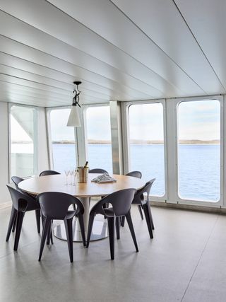 Seating within MV Queenscliff Ferry by Lucy Marczyk Design Studio