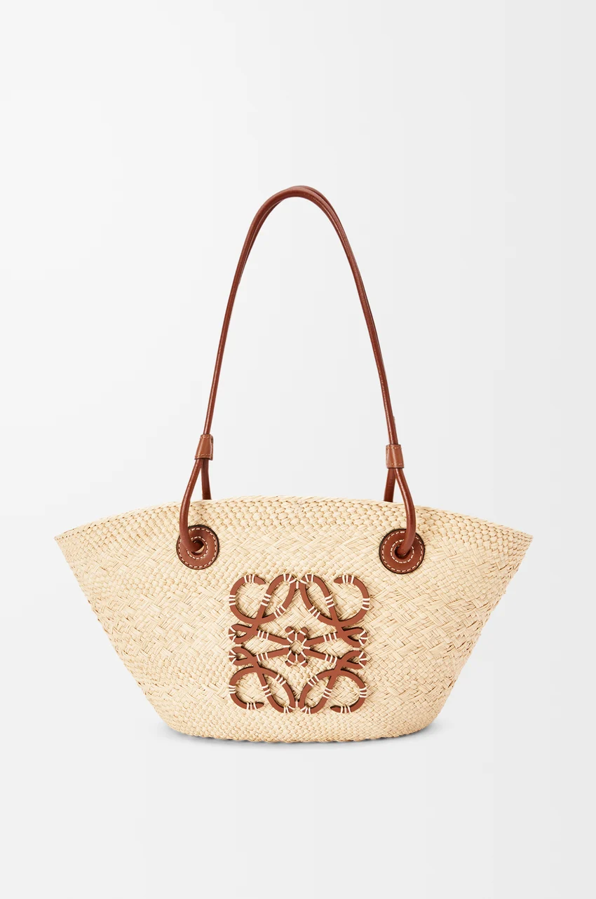 Loewe, Small Anagram Basket Bag in Iraca Palm and Calfskin