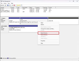 Disk Management Extend volume