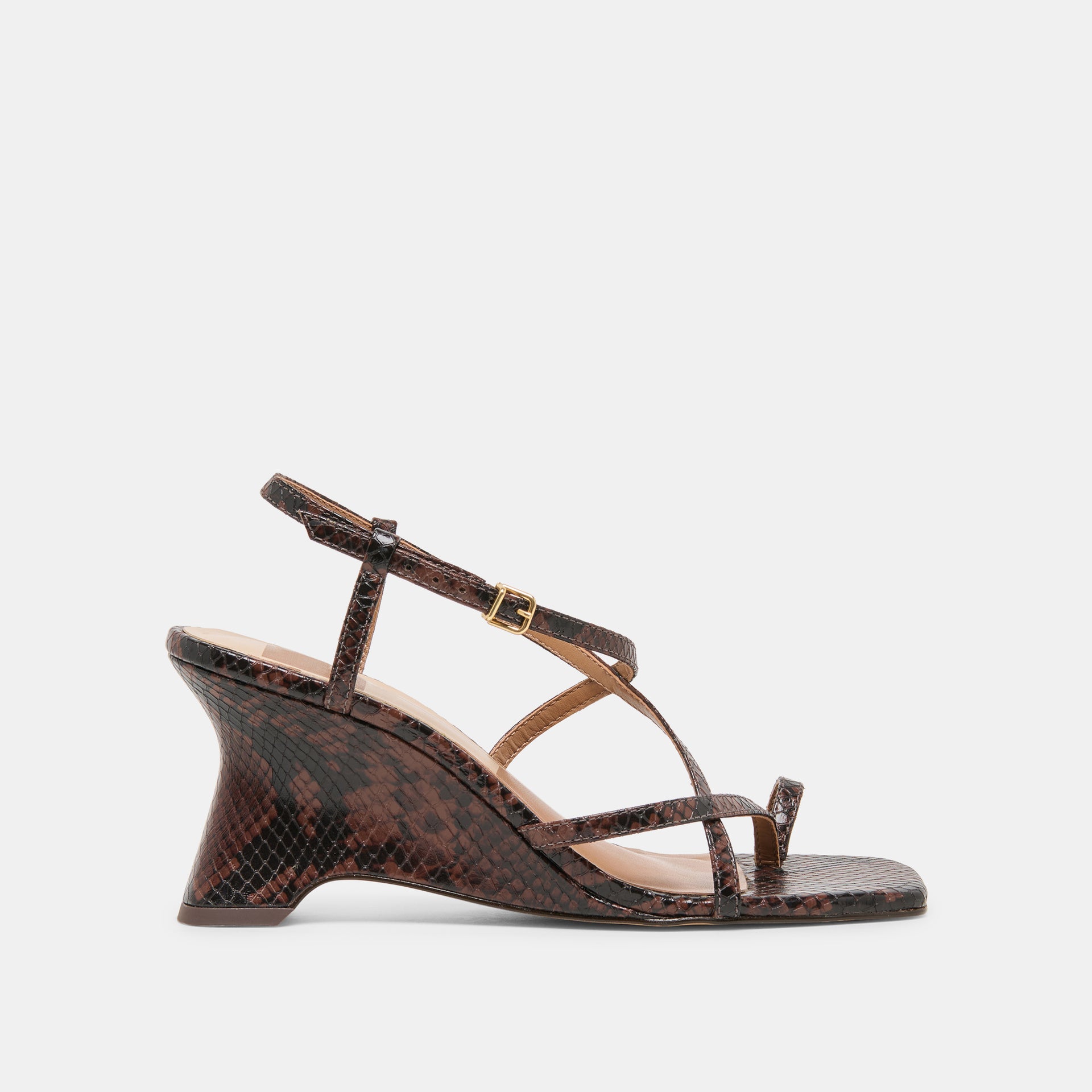 Aylee Wedges Java Embossed Leather