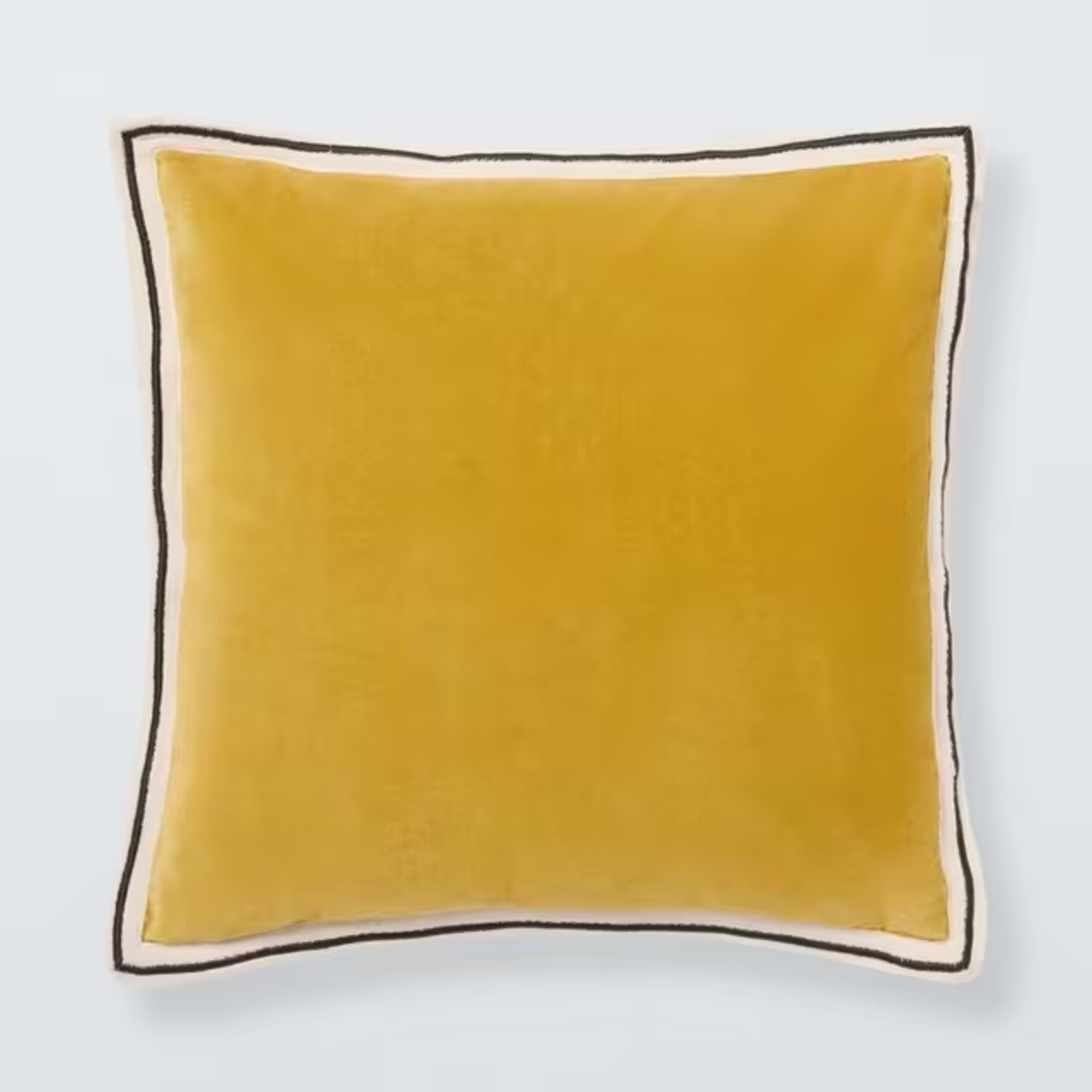 John Lewis Bordered Velvet Cushion, Ochre
