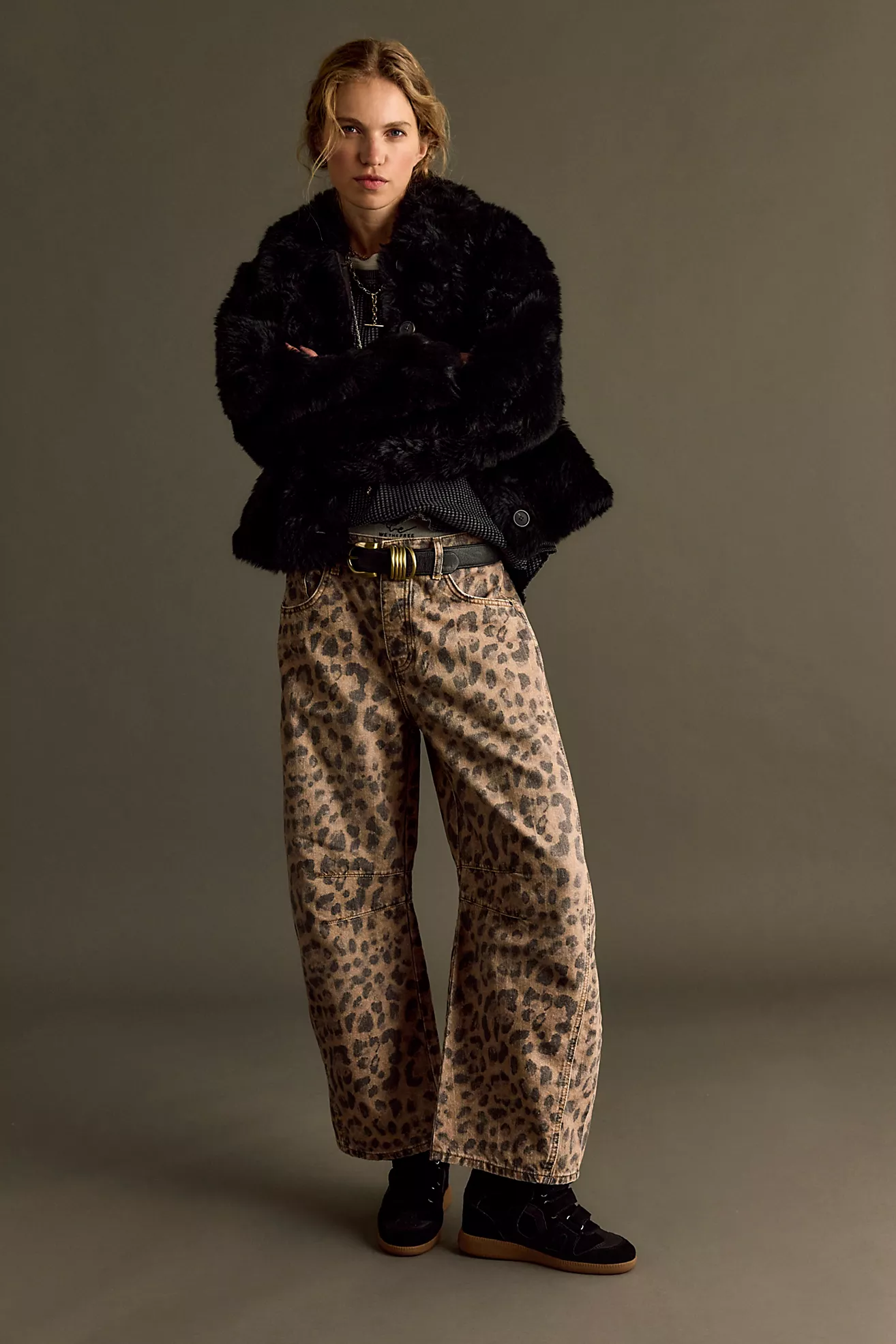 We the Free Good Luck Printed Barrel Jeans