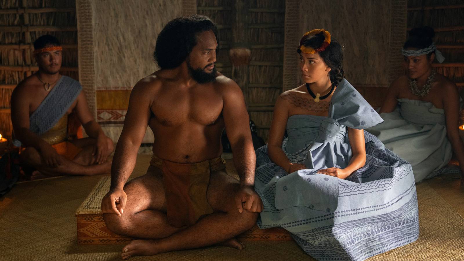 Kaina Makua and Luciane Buchanan in Apple TV Plus' Chief of War.