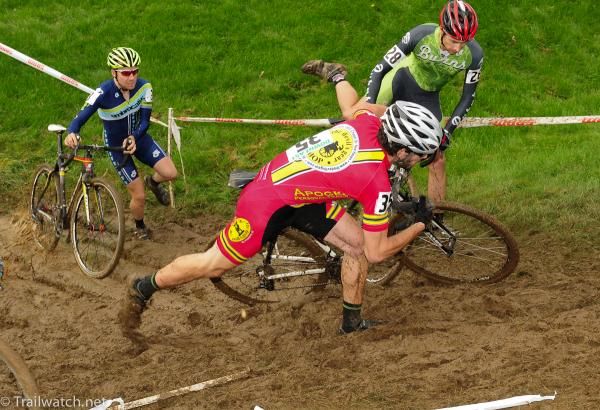 The mud wreaked havoc with many riders today.