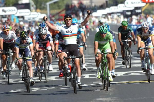 World Champion Mark Cavendish (Team Sky) wins his third stage of this year's Tour
