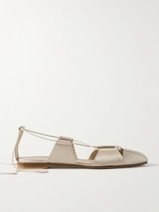 Greek Lace-Up Silk-Satin Ballet Flats