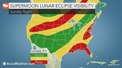 Map of supermoon eclipse visibility.