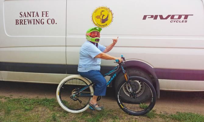Our host in Salida, Auntie Paula, took my jump bike out for a spin