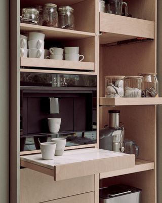 Pantry ideas with in-built coffee machine