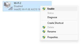 The Windows 11 adapter menu, with a network selected and secondary clicked, demonstrating how to see your Wi-Fi password in Windows 11