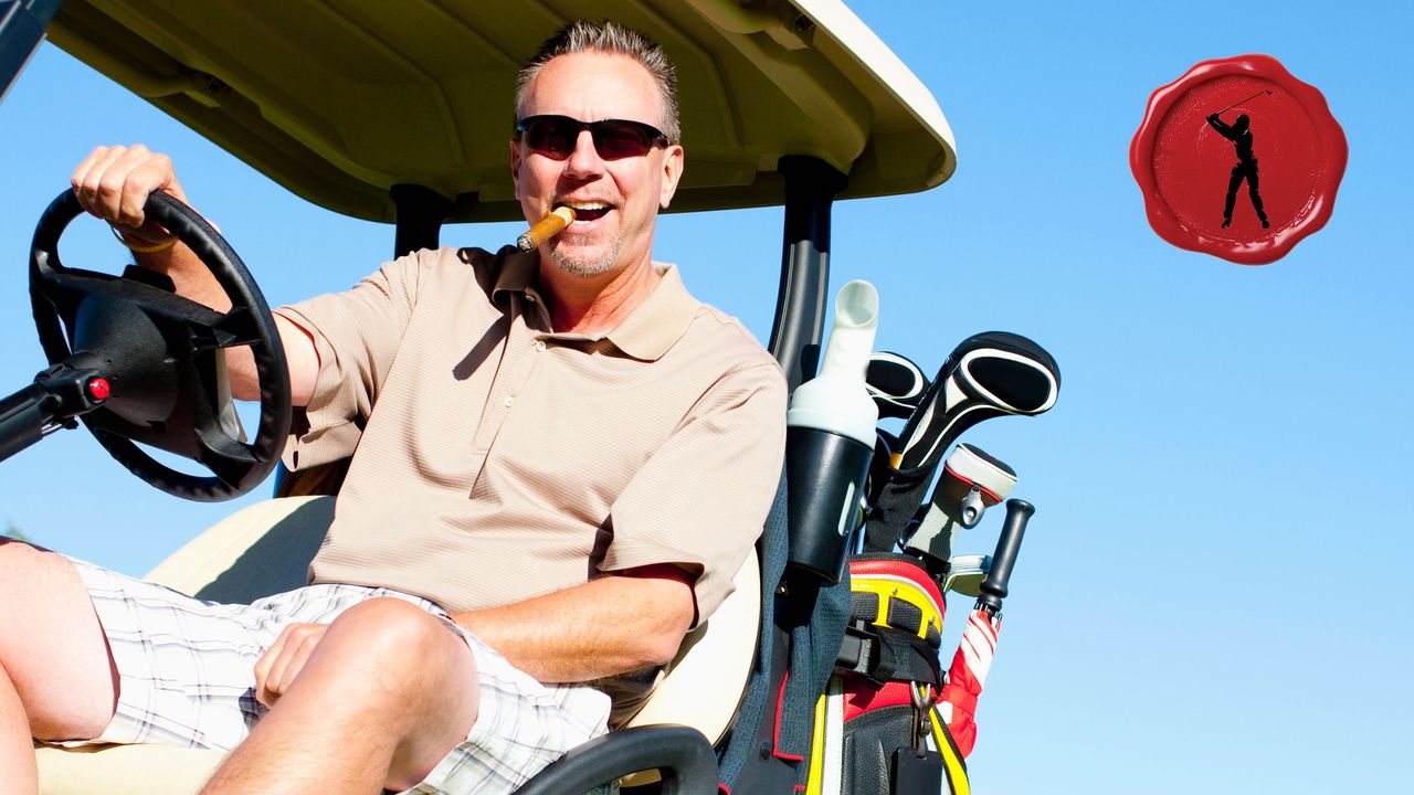 a wealthy golfer smoking a cigar