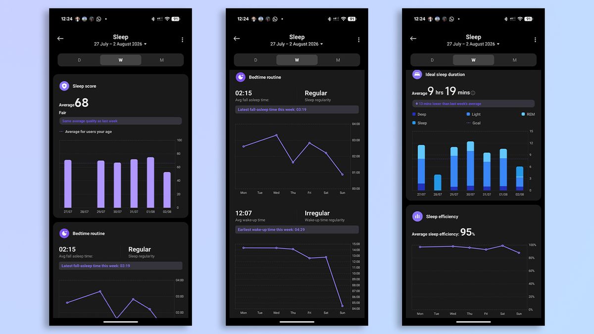 Screenshots of the Mi Fitness app on Android