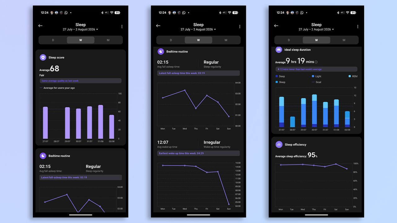 Screenshots of the Mi Fitness app on Android