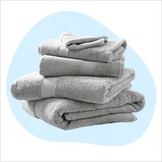 The best bath towels as tested by the Ideal Home team on a blue background
